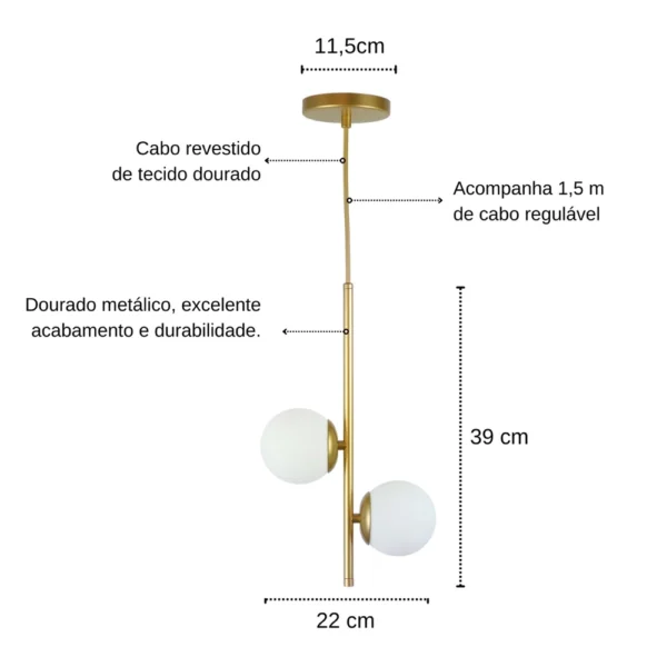 COLGANTE MODERNO DORADO - Imagen 3