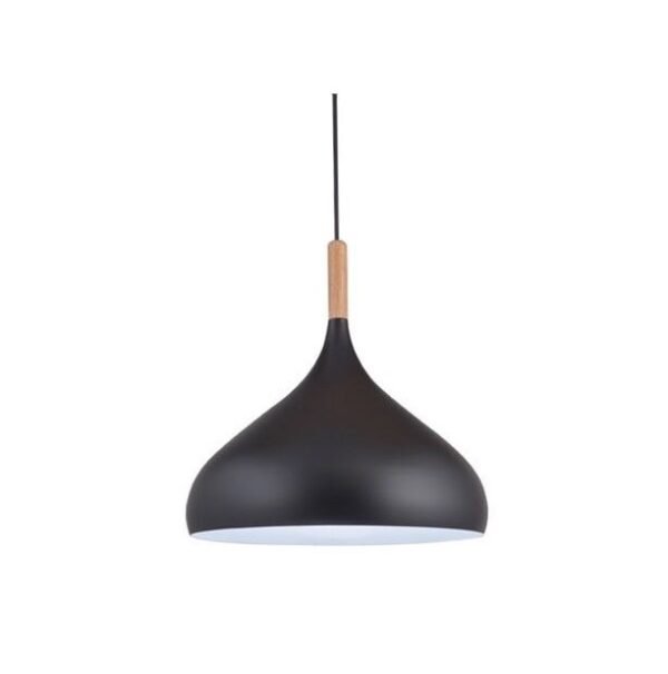 COLGANTE 1 LUZ DE METAL NEGRO CON MADERA